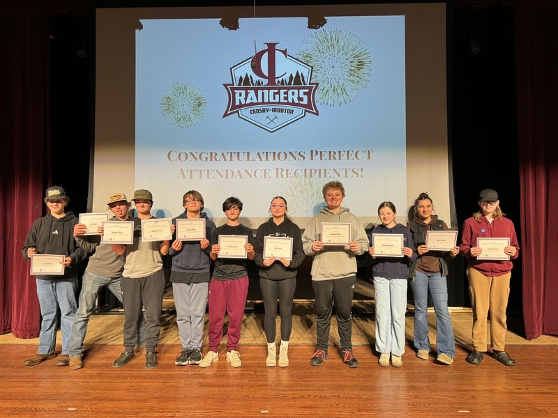 8th grader perfect attendance awards at 1st quarter ranger way