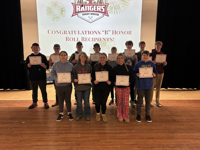 B honor roll 8th graders 2nd quarter
