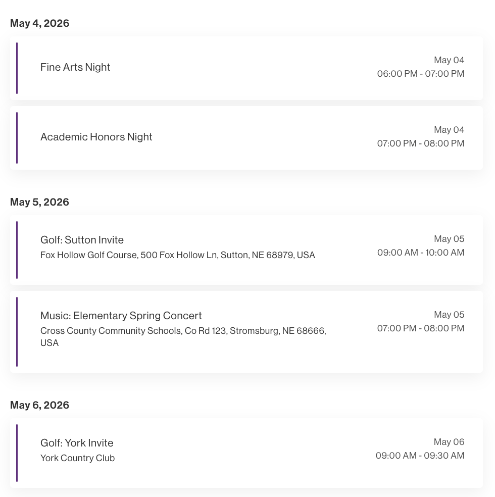 May 4- May 6 events