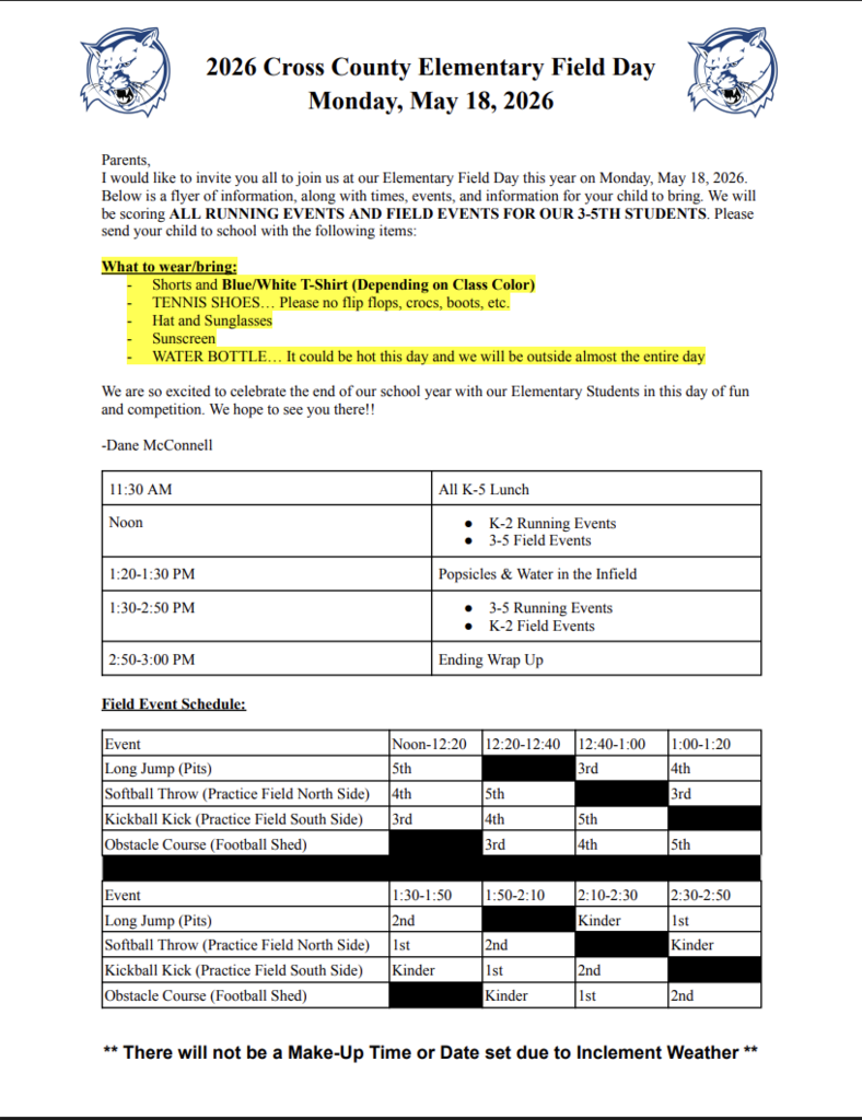 Field Day- May 18