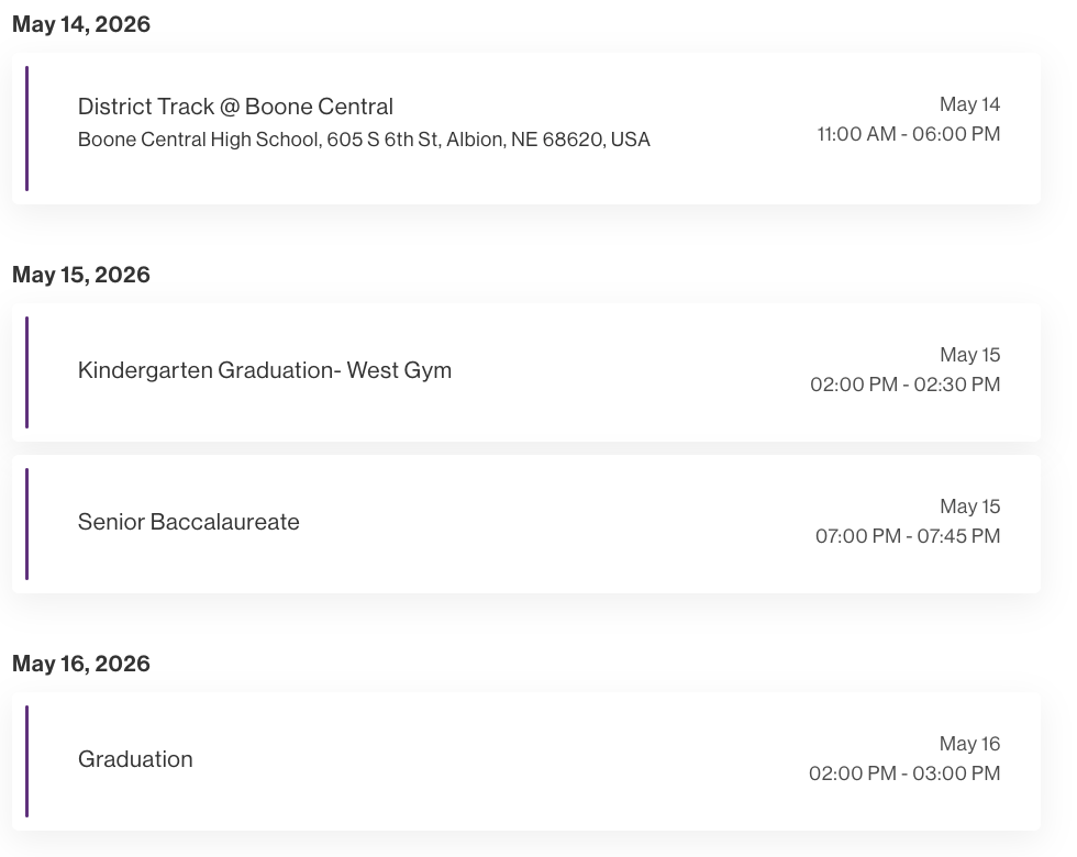 upcoming events