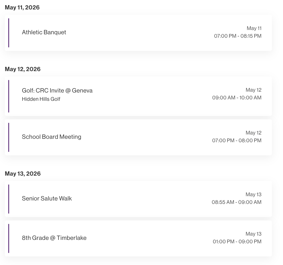 upcoming events