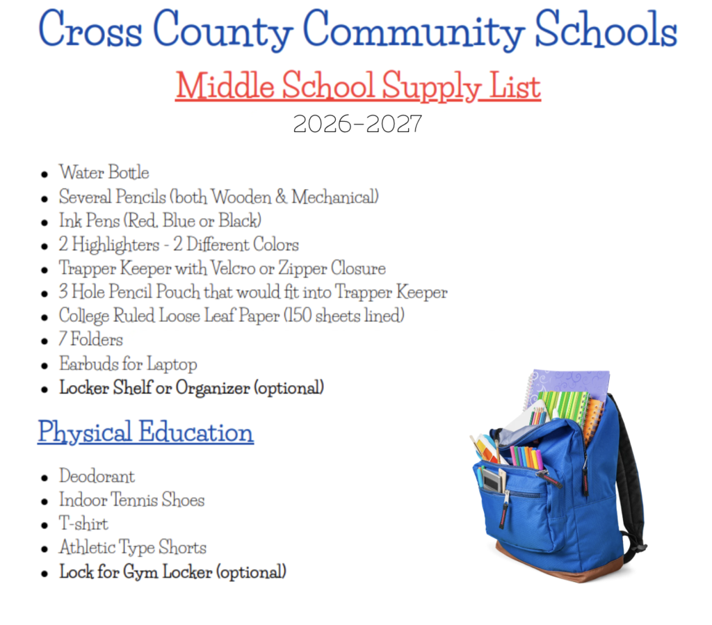 Middle School Supply List