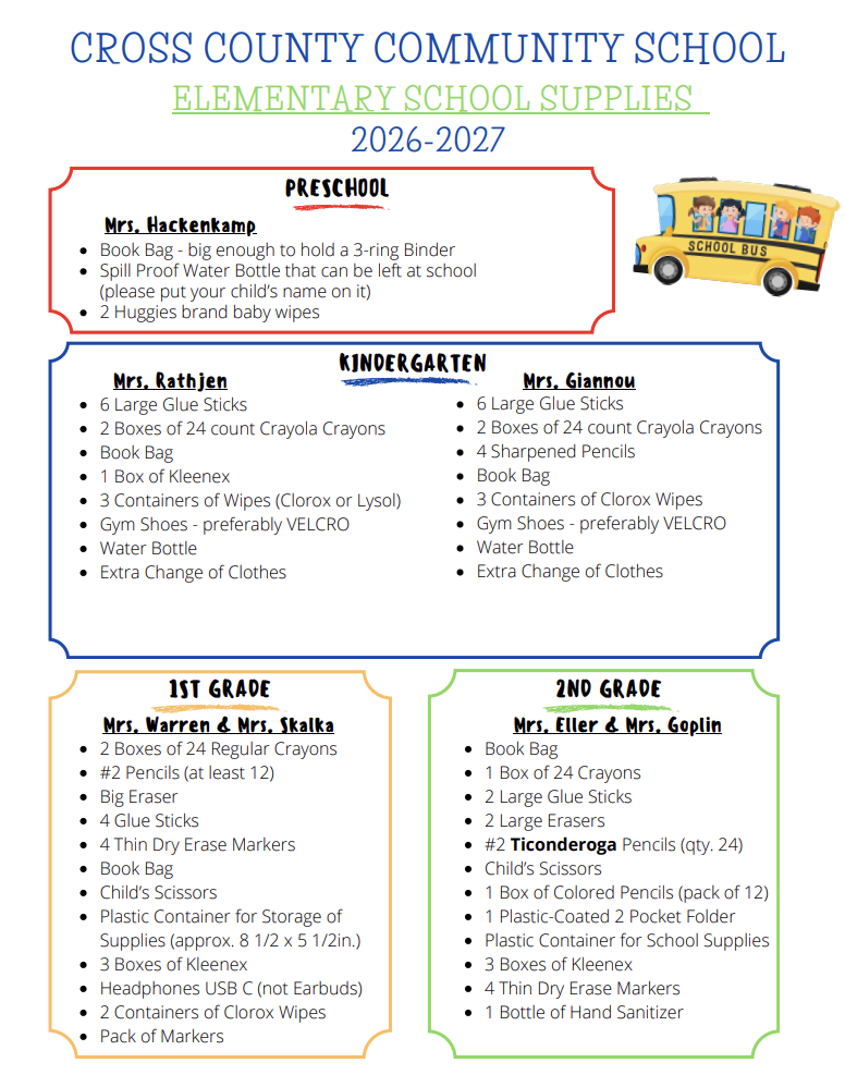 elementary supply list 1