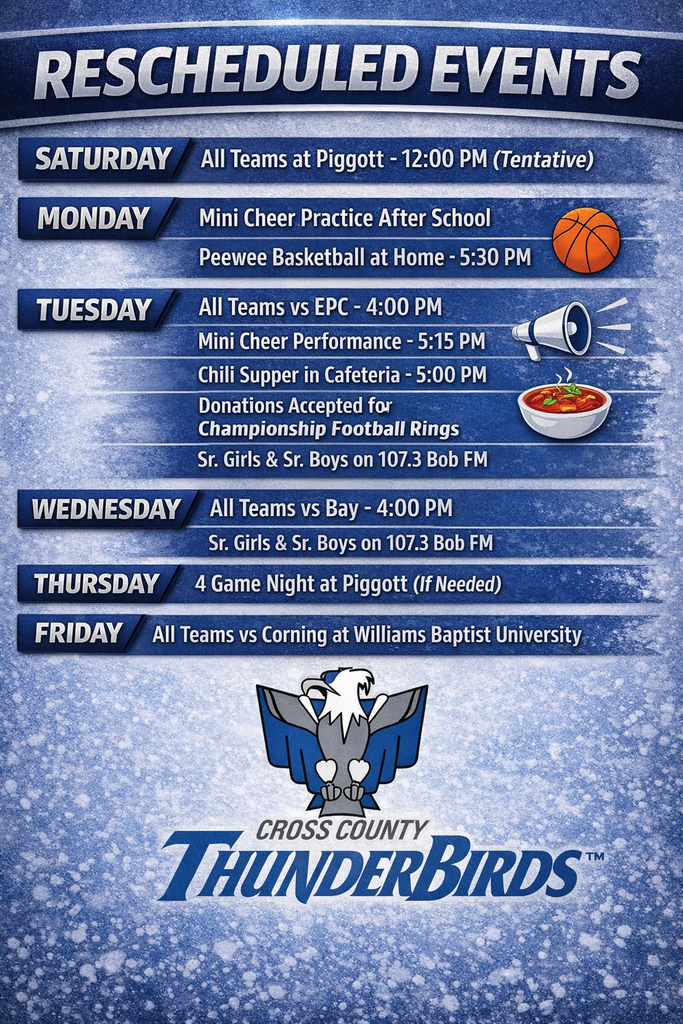 Rescheduled events for Cross County teams