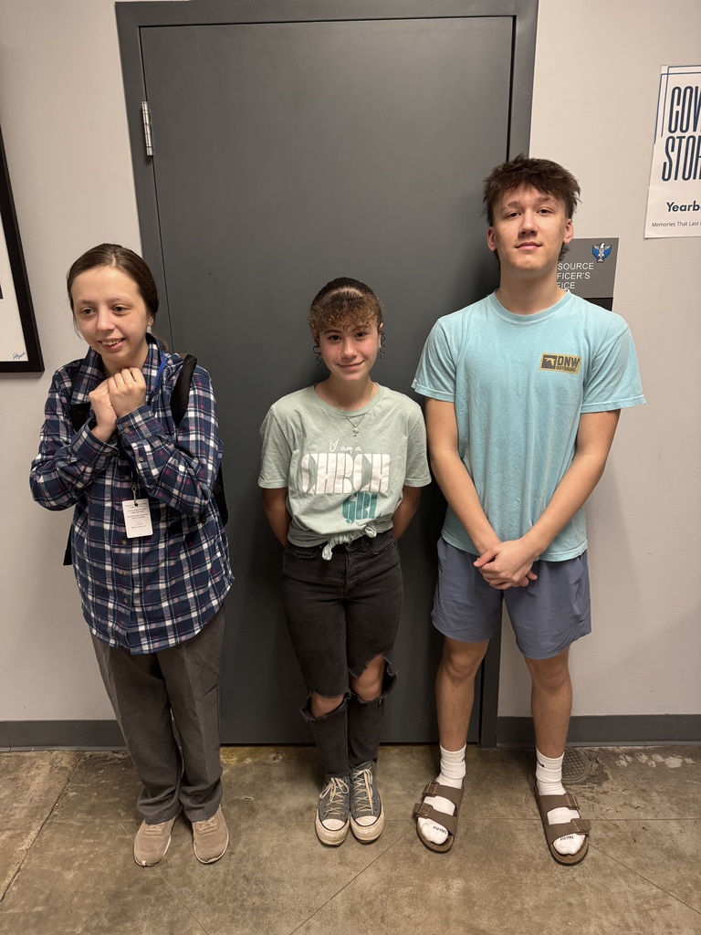 Three students in a row