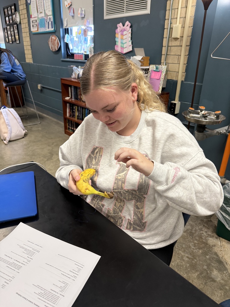 Student with banana