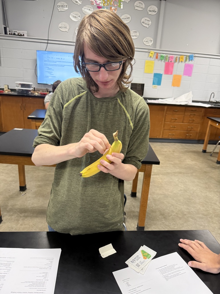 Student with banana