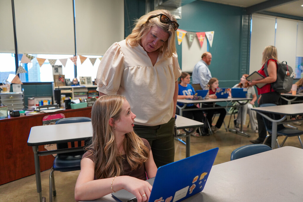 Apple visitors in classroom