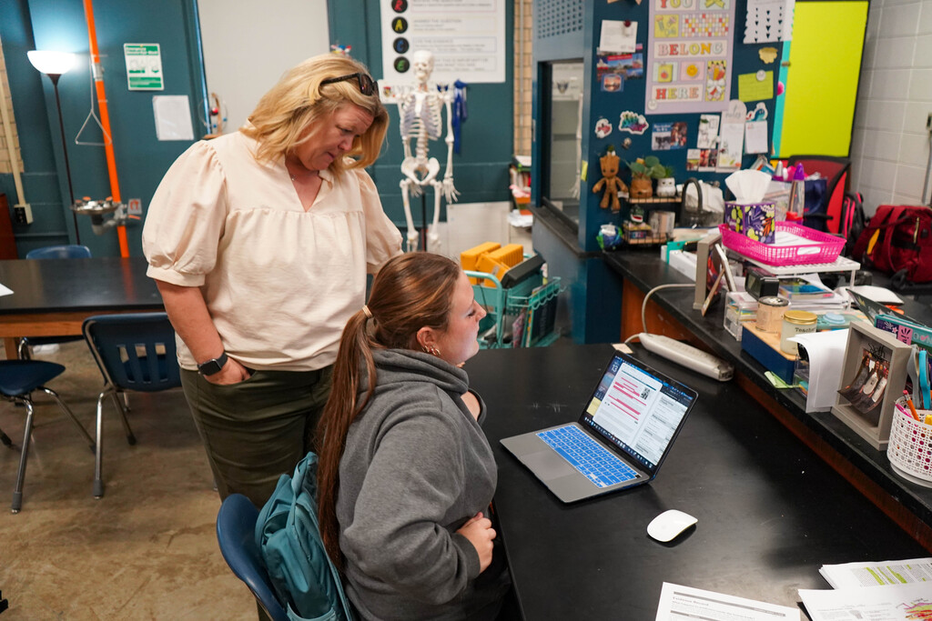 Apple visitors in classroom