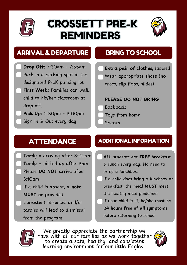 PreK Reminders