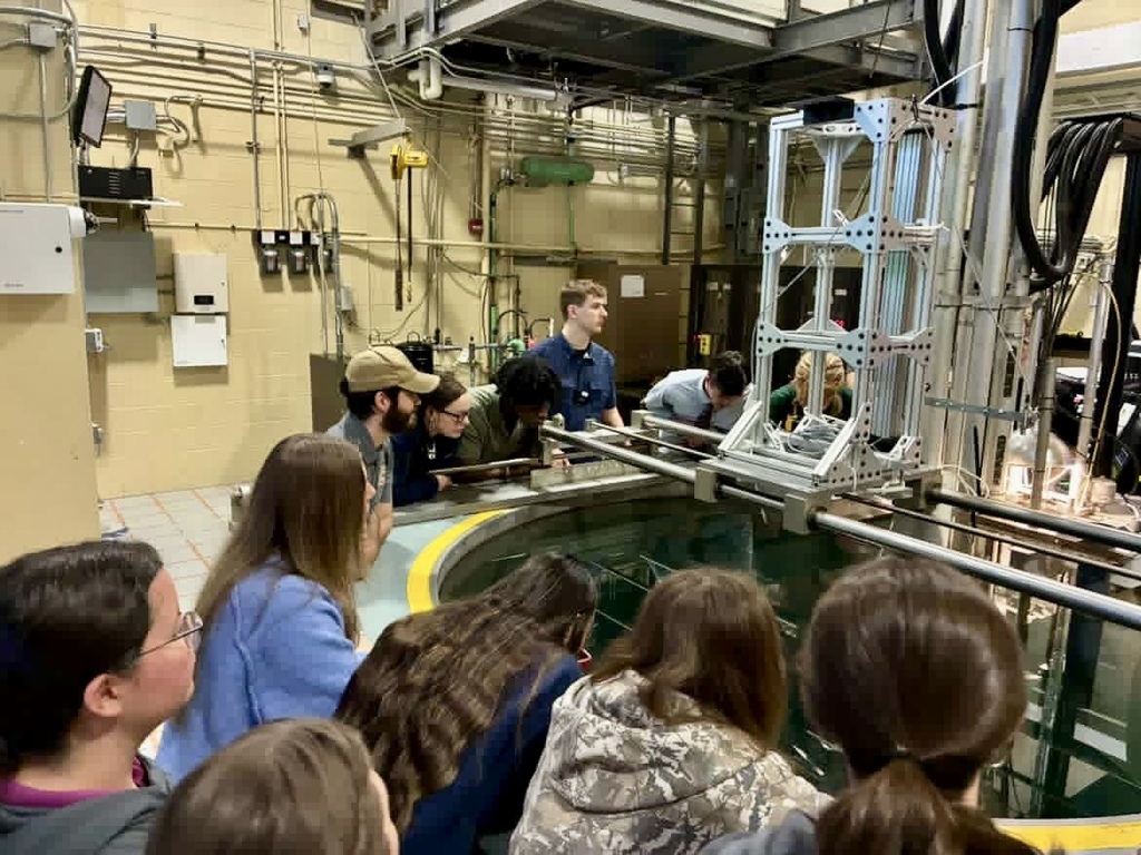 Students looking at display
