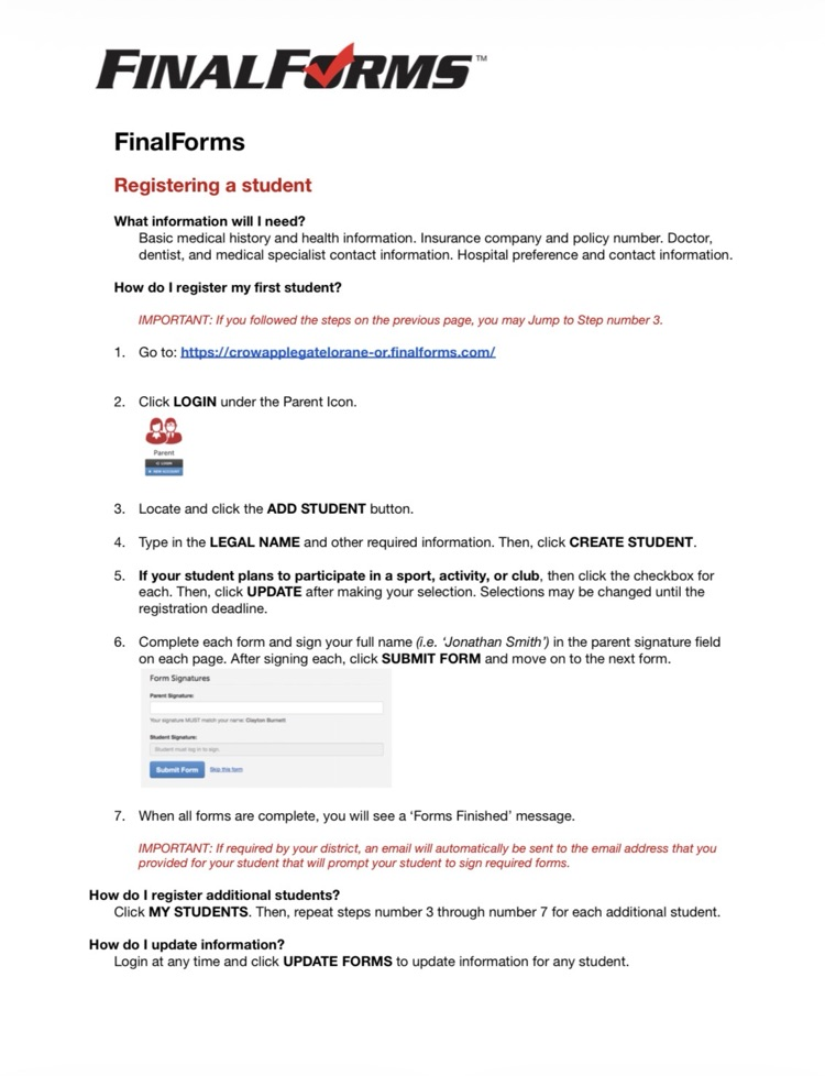student registration
