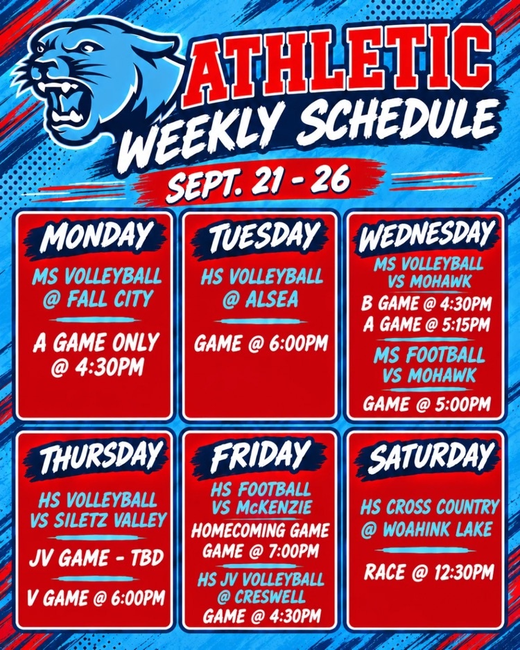 Weekly Schedule 9/21-9/26