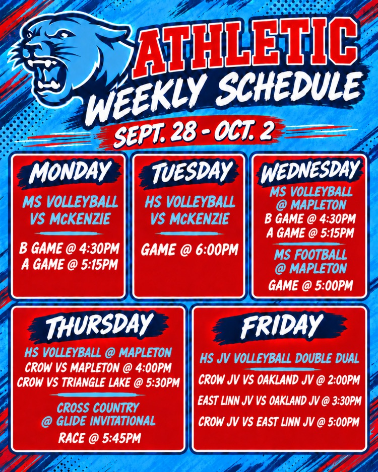 Weekly Schedule 9/28 - 10/2
