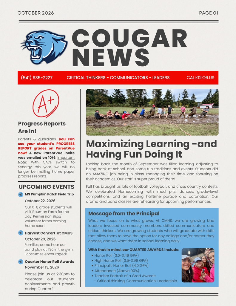 Crow Middle High School Newsletter, October 2026