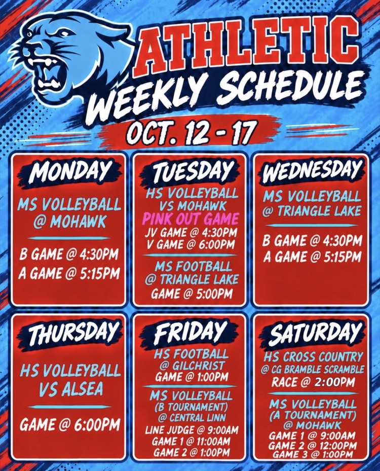 Weekly Schedule 10/12 - 10/17