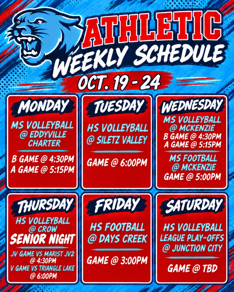 Weekly Schedule 10/19 - 10/24