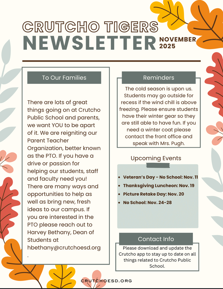 Crutcho Schools November 2025 Newsletter