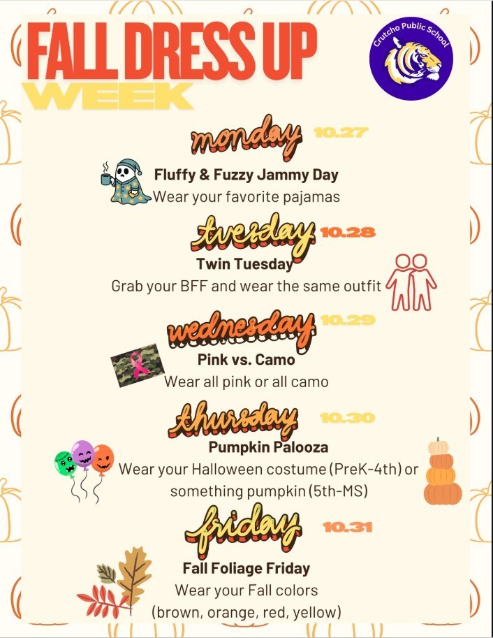 Fall Dress Up Week Oct 2025