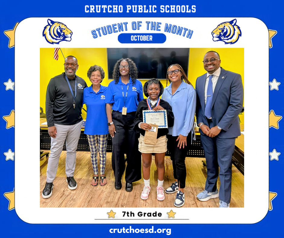 Congratulations to our October Crutcho Student of the Month for 7th Grade! Amazingly well done. 