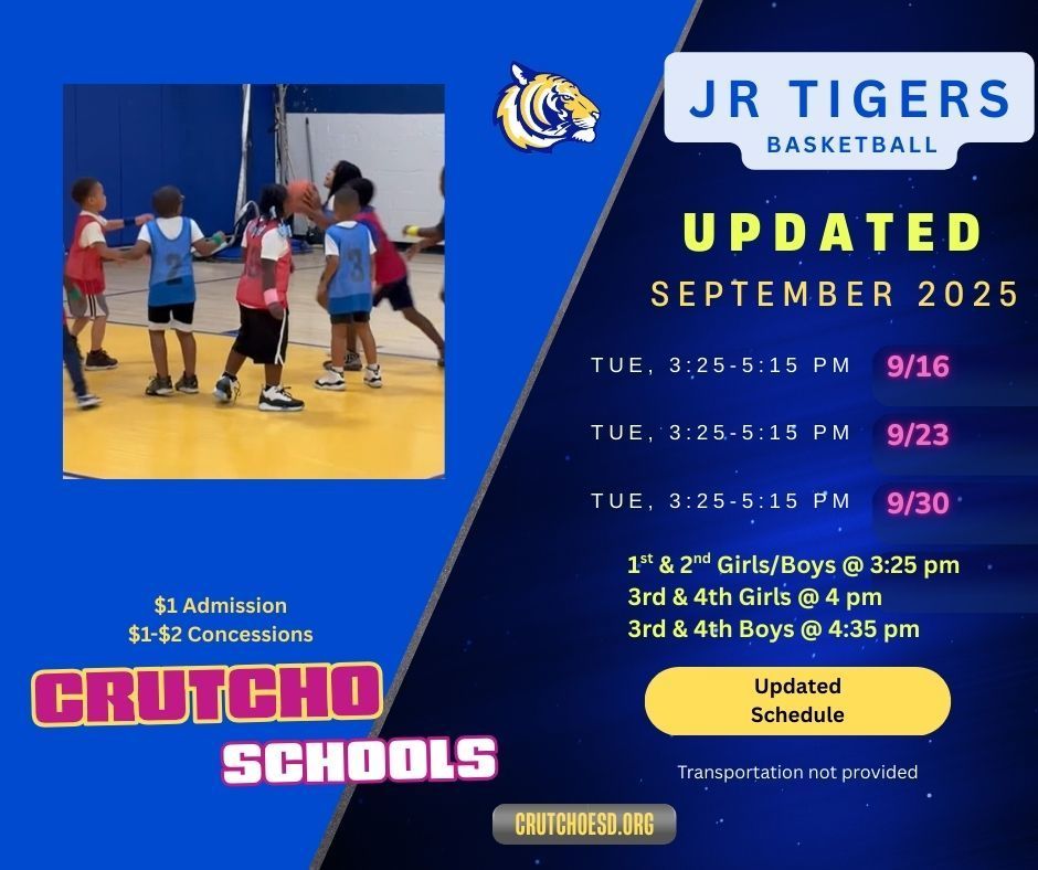 Updated times for Jr Tiger Basketball