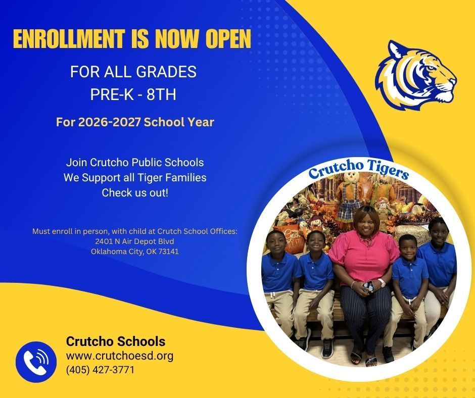 Enroll now for 2026-2027 School Year at Crutcho Schools. 