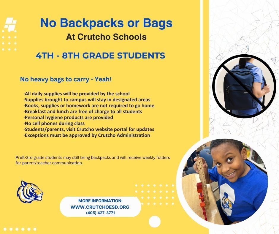 No Backpacks 4th-8th grade