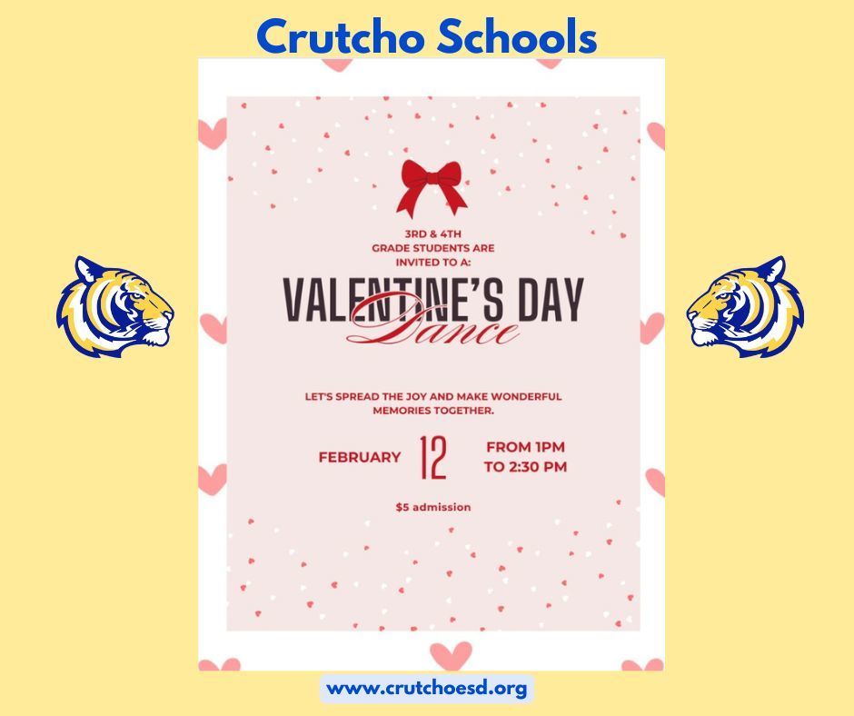 Tomorrow, Thursday, February 12th, we look forward to the 3rd & 4th grade Valentine's Day Dance. We are spreading the Joy and making memories together. From 1:00-2:30 pm.
