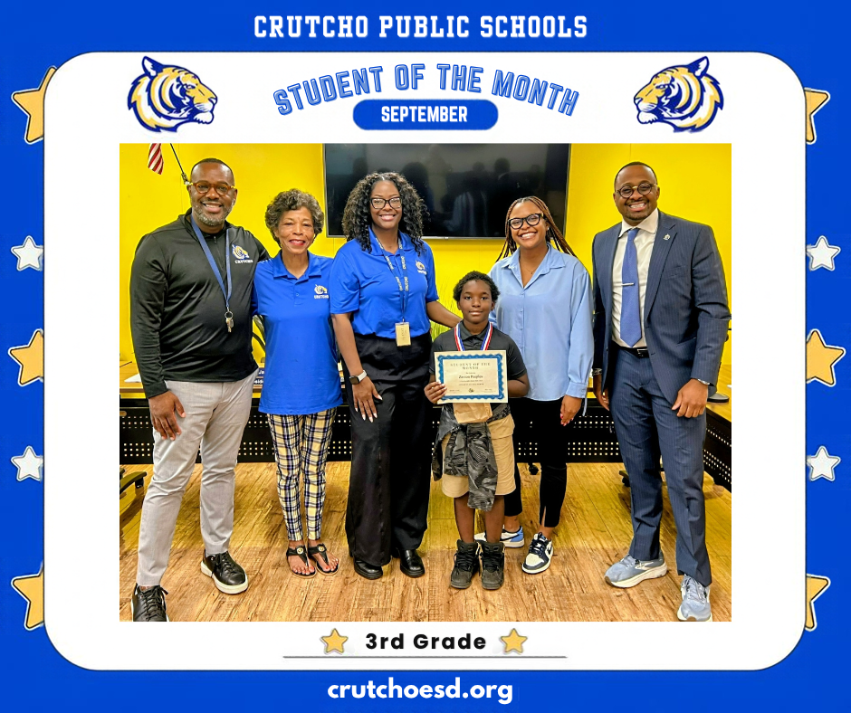 Congratulations to our September Crutcho Student of the Month for 3rd Grade! Great job.