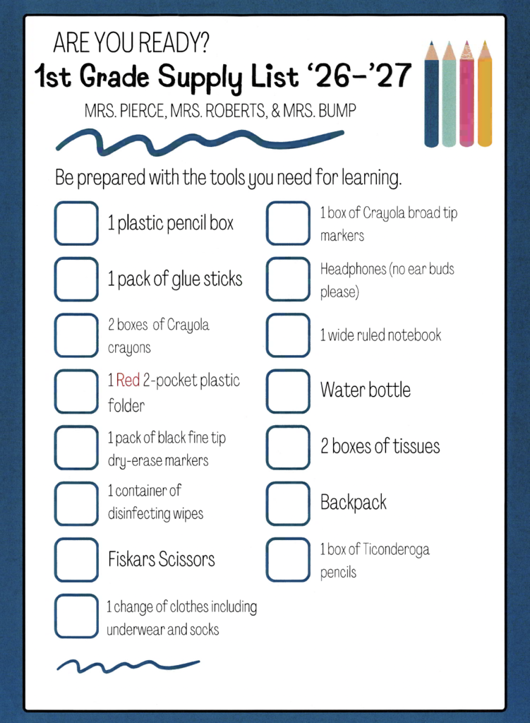 CRE Prek-2 Supply Lists