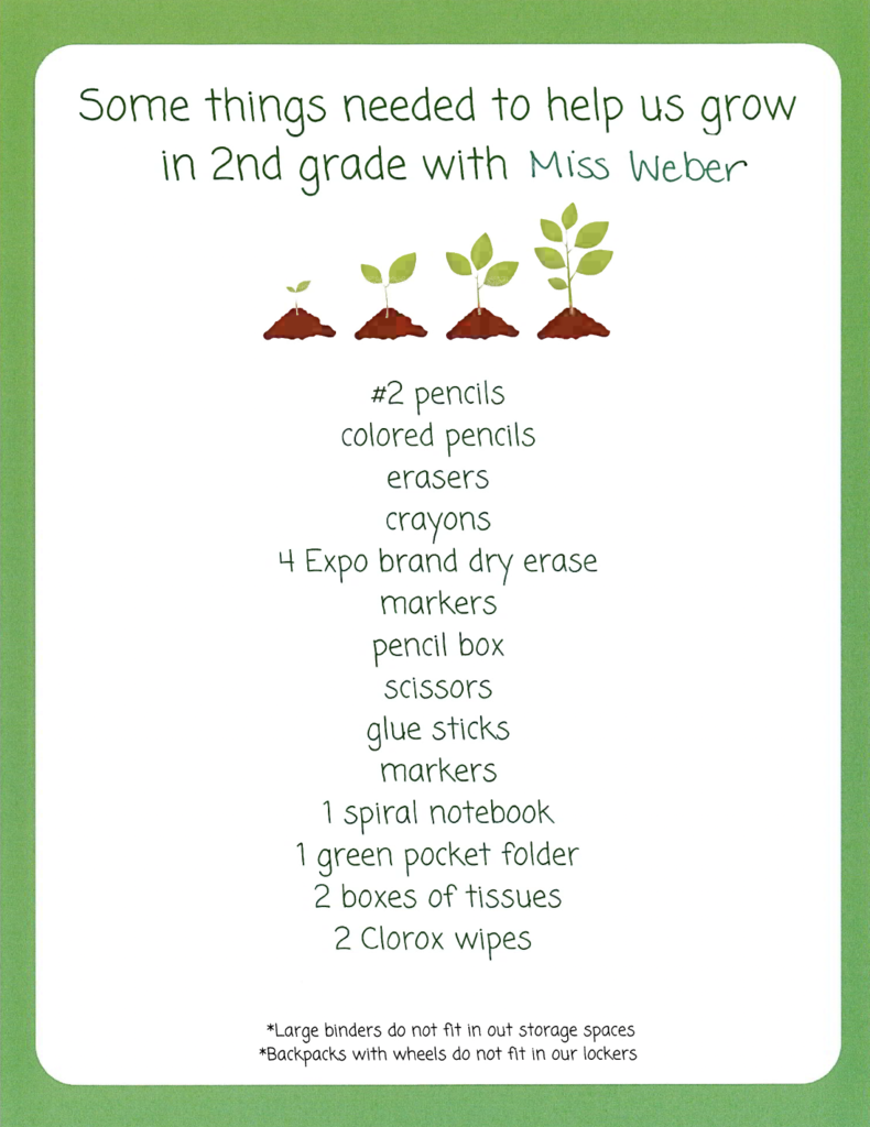 CRE Prek-2 Supply Lists
