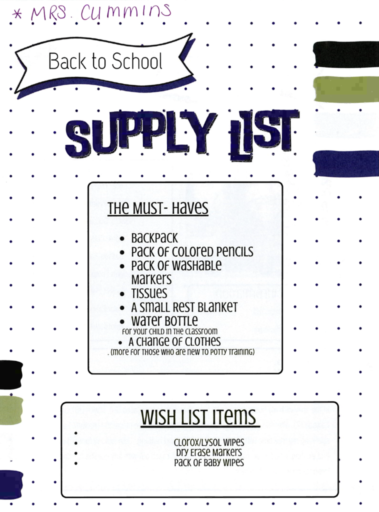 CRE Supply Lists Grades 3-5
