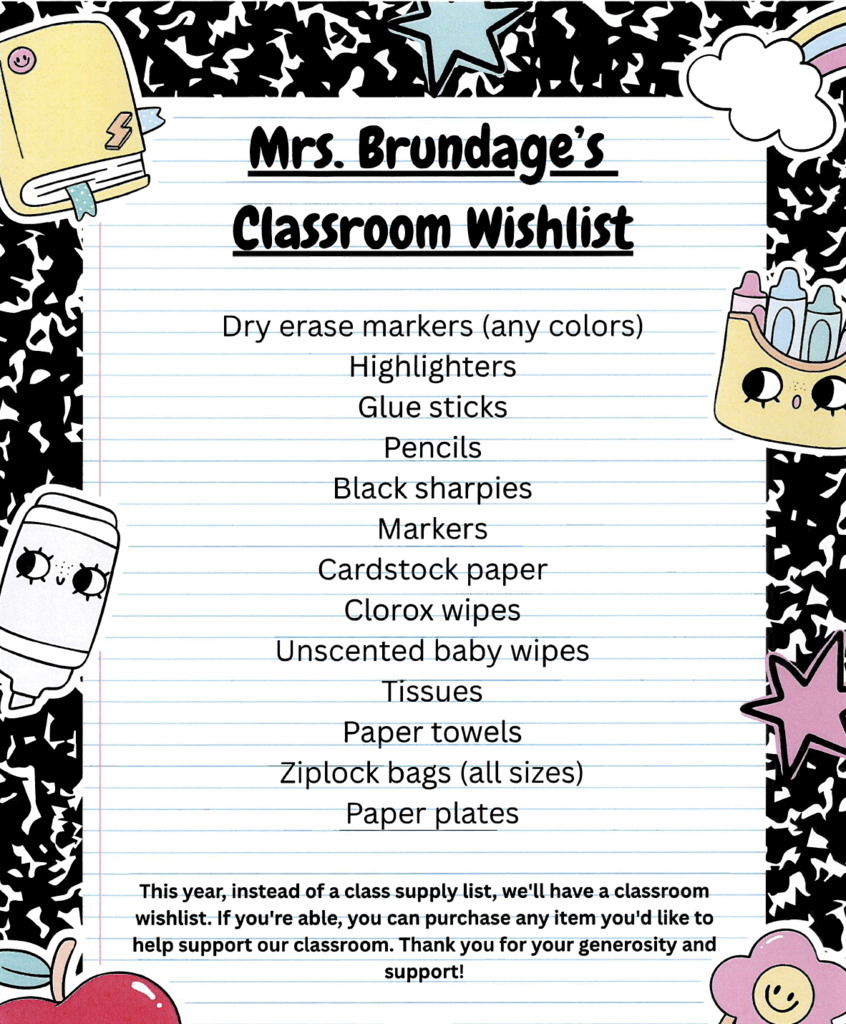 CRE Supply Lists Grades 3-5