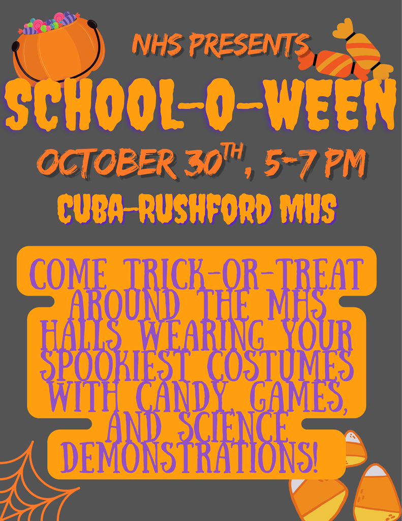 School-O-Ween October 30th 5-7pm at the CR MHS