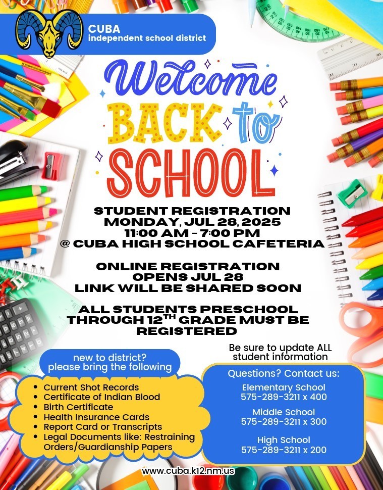 Welcome Back to School Registration Information