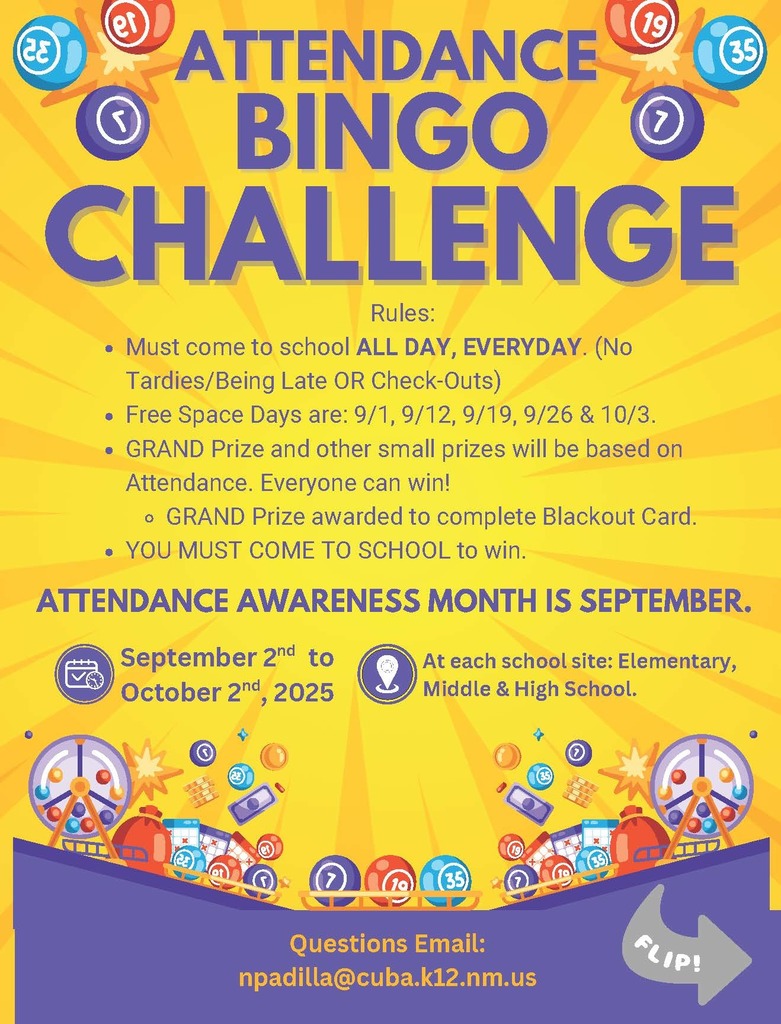 Attendance Bingo Challenge Flyer