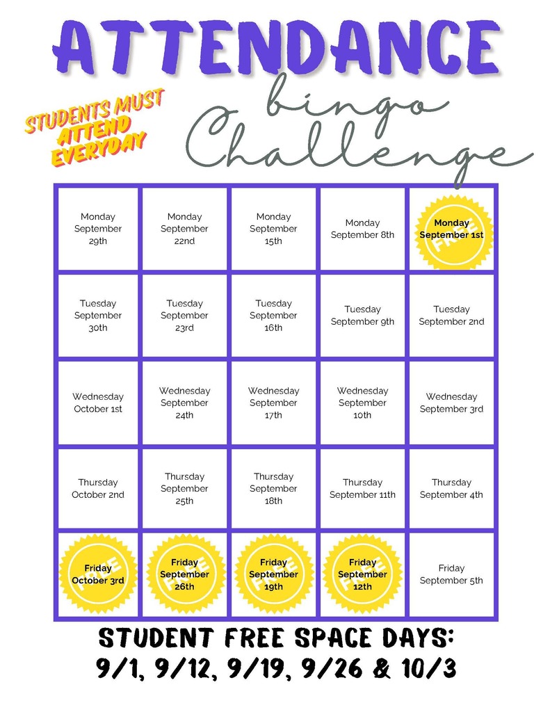 Attendance Bingo Challenge Flyer
