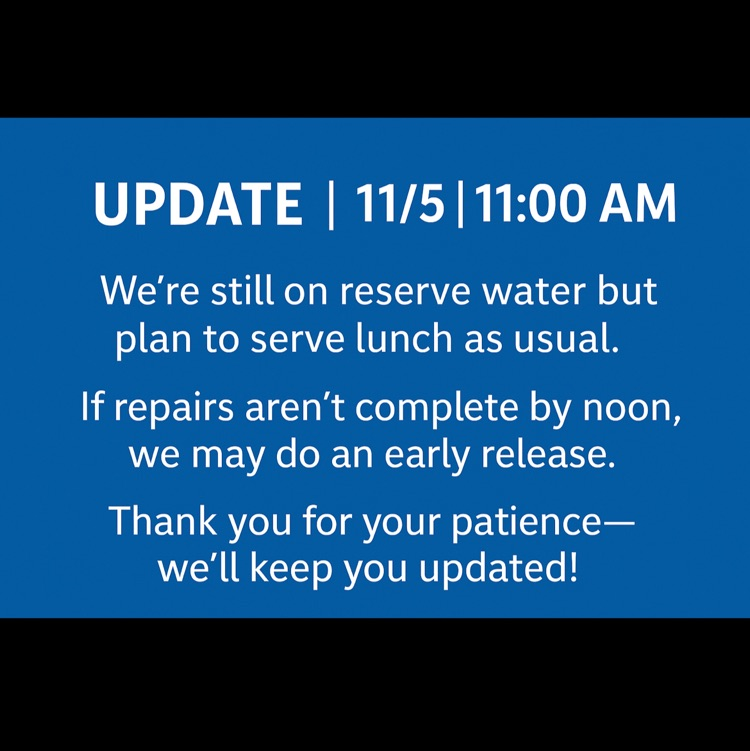 11am update on water break