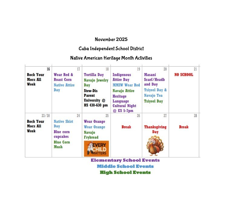 Native American Heritage month activities