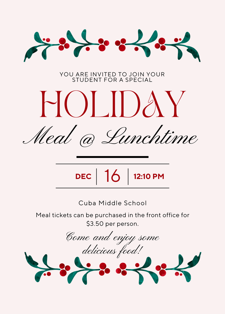 MS Holiday Lunchtime Meal Flyer