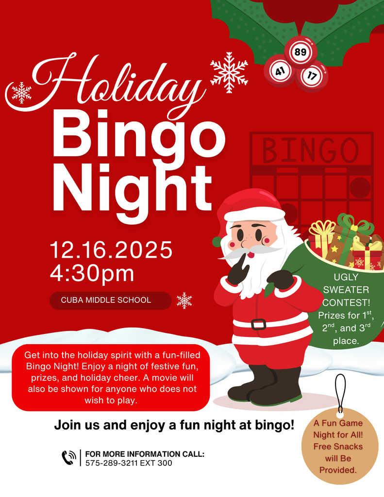 Holiday Bingo Night Event Flyer