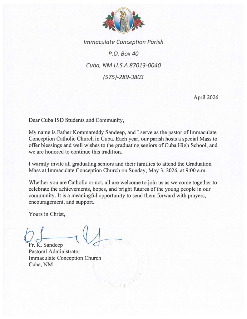 Graduating Seniors Mass Invitation