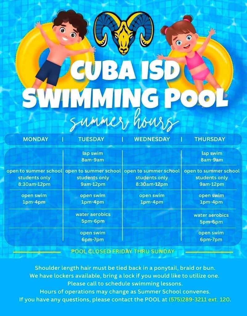 Swimming pool hours