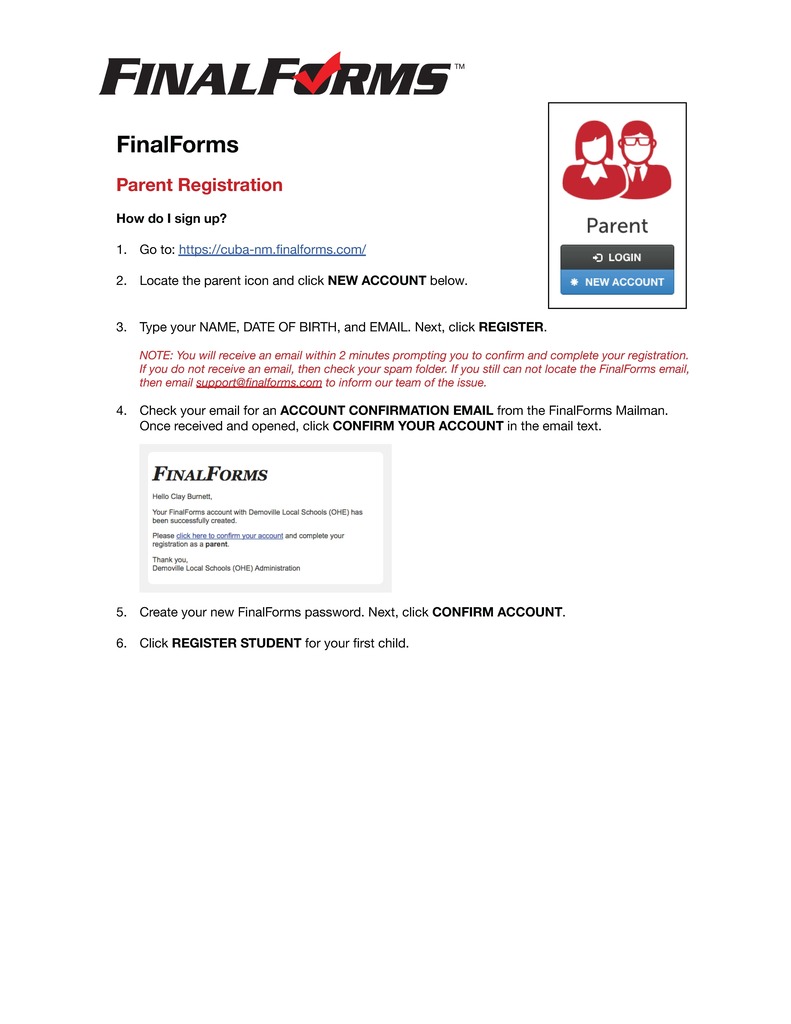 Registration Instructions P2
