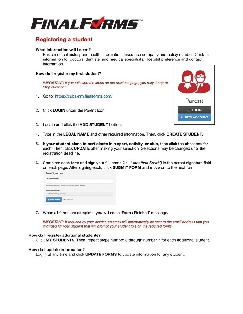 Registration Instructions P1