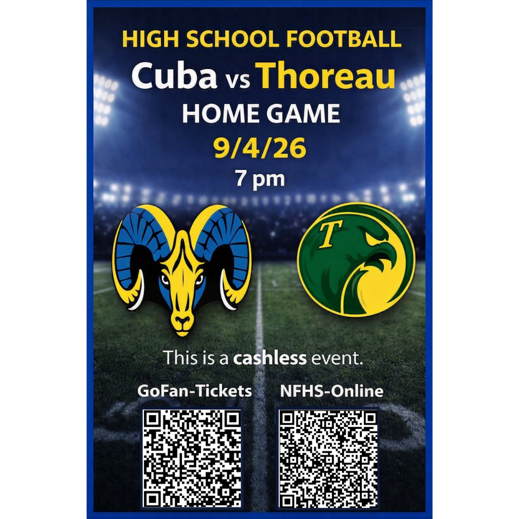 Come support the Varsity FB team vs. Thoreau HS tonight, Fri. 9/4/26-7:00p