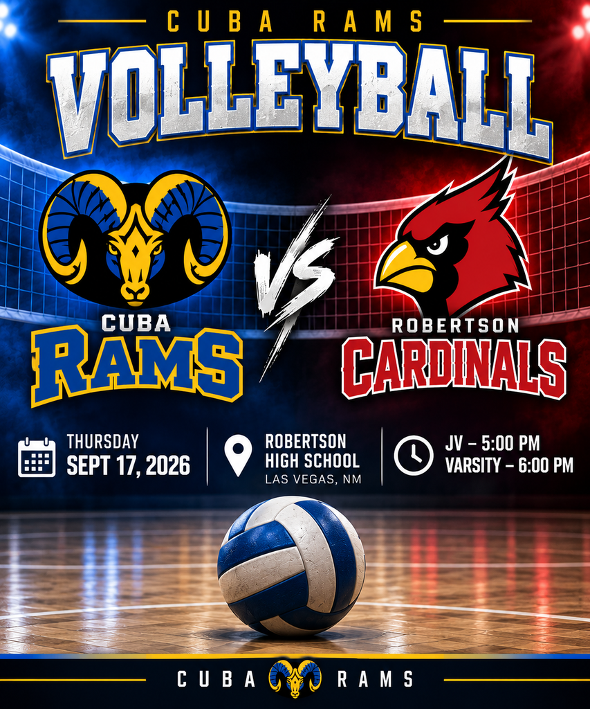 Go support the HSVB teams @ Robertson HS-Las Vegas, NM-tomorrow, Thur. 9/17/26 JV-5:00pm / Varsity-6:00pm.
