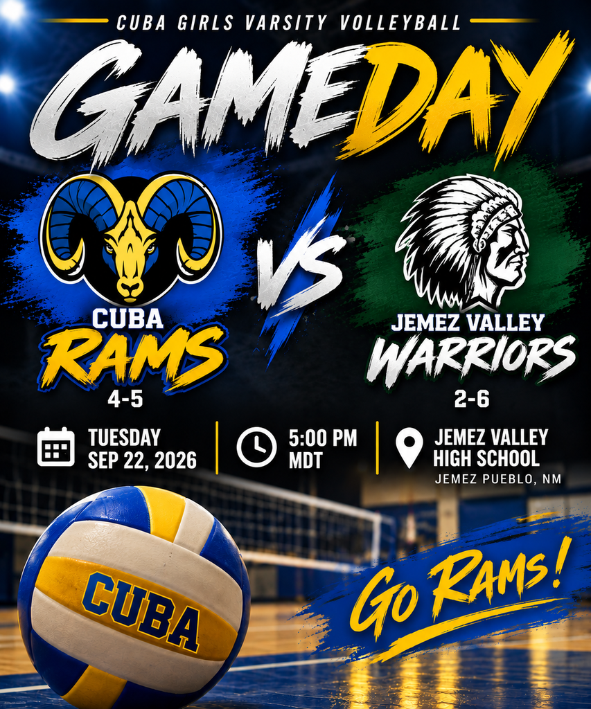 Go support the HSVB (Varsity Only) team at Jemez Valley today, Tues. 9/22/26-5:00pm.