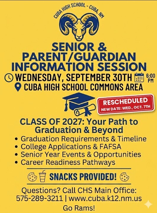Senior Information Session Rescheduled